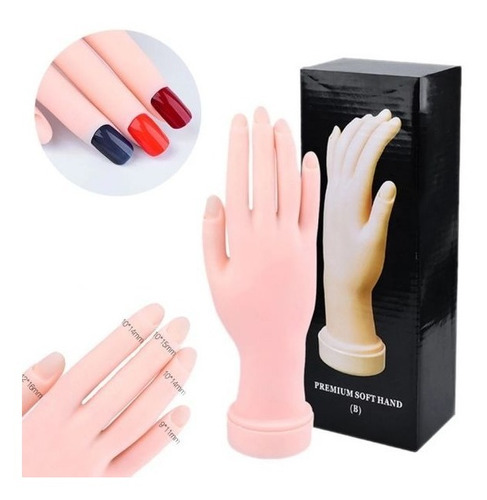 Mão Articulada Treino Manicure Unhas Gel Acrigel Postiça Kit