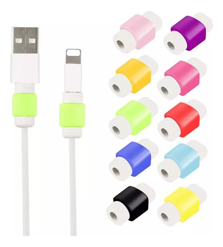 1 Par Protector Cable Usb Cargador iPhone Android Clasico