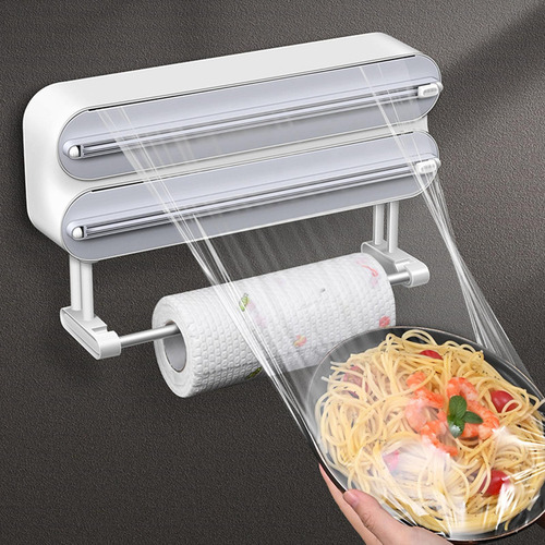 Dispensador De Película Adhesiva Con Portarrollos Gris