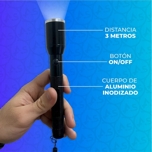 Imagen 3 de 10 de Linterna Led Pequeña De Mano A Pilas Aluminio Camping