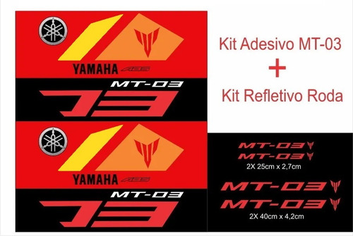 Kit Adesivos + Roda Refletivos Para Yamaha Mt-03 17124