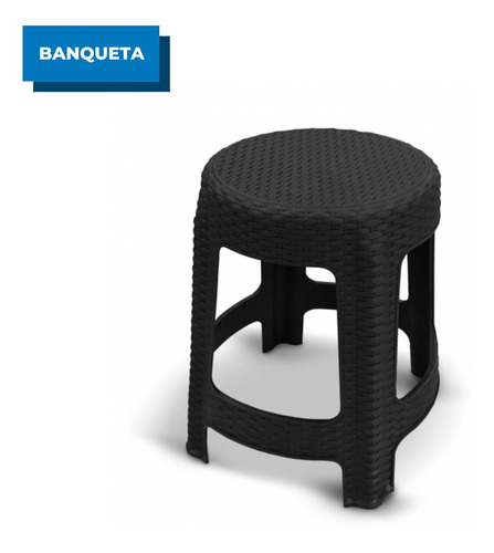 Banqueta Rattan Premium Preta 35x45cm 25618 Arqplast