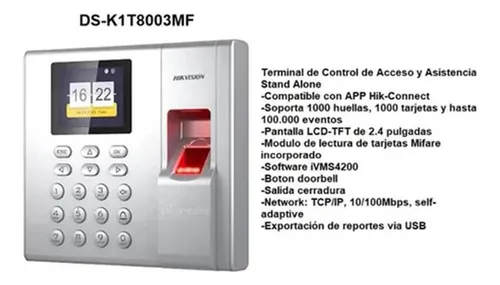 Control De Acceso Y Asistencia Hikvision Lector De Huellas Y