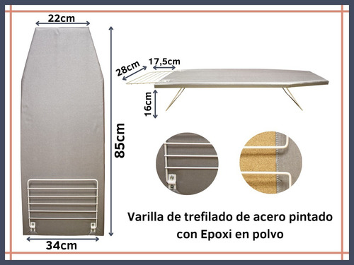 Imagen 3 de 8 de Tabla Para Planchar De Mesa Plegable Aluminizada-disentino