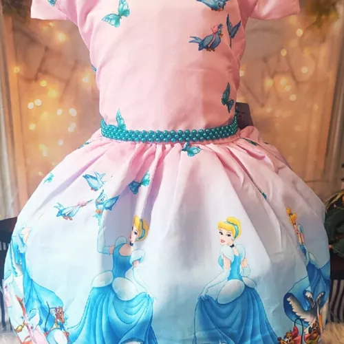 Vestido Infantil Barbie Luxo Rosa Com Cinto de Pérolas - Roupa