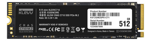 Klevv Cras C710 512gb M.2 Ssd Nvme Pcle Gen3 X4 3d Tlc Nand