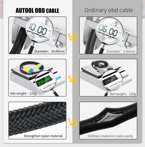 Autool Car Obd2 - Cable De Extensión De 16 Pines Macho A Hem