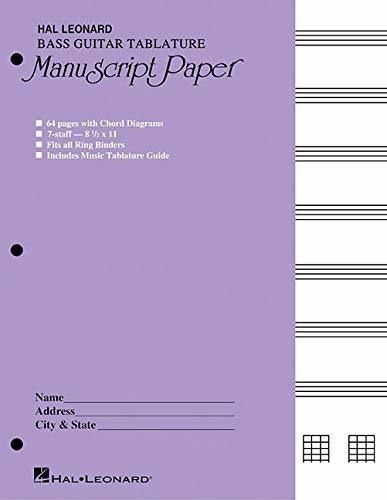 Bass Guitar Tablature Manuscript Paper Purple Cover, De Hal Leonard Corp.. Editorial Hal Leonard En Inglés