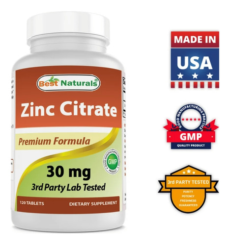 Best Naturals Citrato De Zinc 30mg 120 Tabletas 