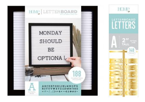 Quadro Letter Board 30,5x30,5cm 191 Letras + 148pçs Ouro