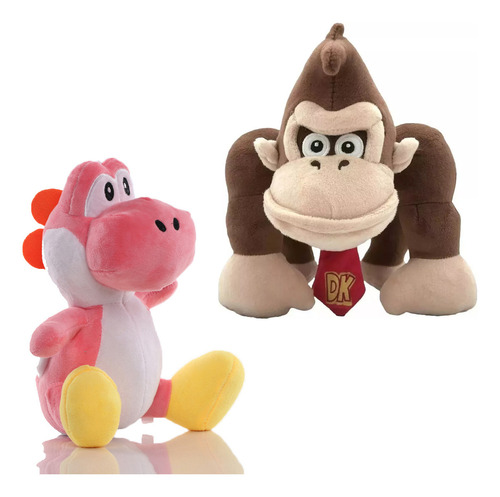 2 Piezas Mario Bros. Dinosaurio, King Kong Peluche Excelente