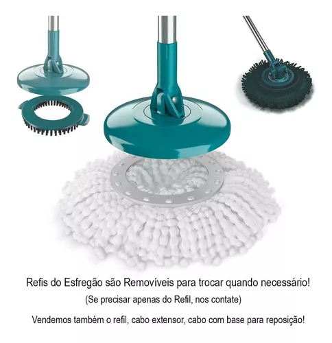 Balde Spin Mop 360 Com Esfregão Completo e Refil Flash Limp