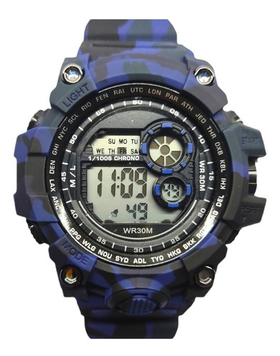 Reloj Digital Militar Camuflaje Luz Fecha Alarma Cronometro 