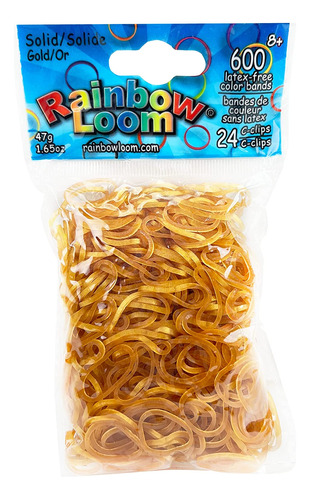 Rainbow Loom Gold Rubber Bands With 24 C-clips (600 Count)