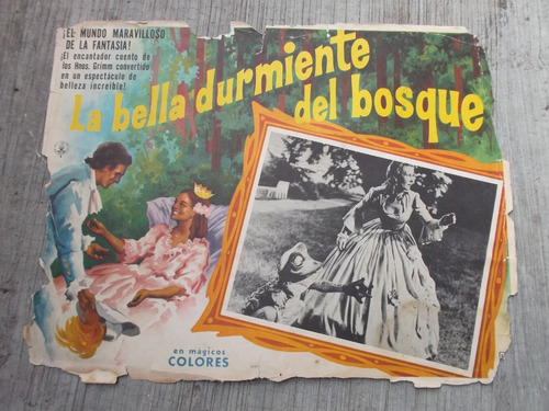 Vintage Raro Cartel De Cine La Bella Durmiente Del Bosque!