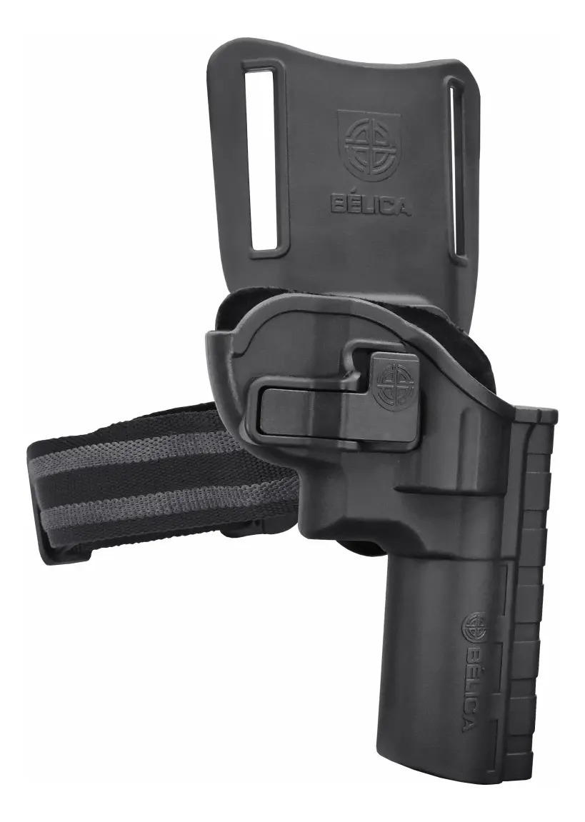 Coldre Externo Perna Cintura Bélica Mid Ride Revólver 6T Polímero Preto
