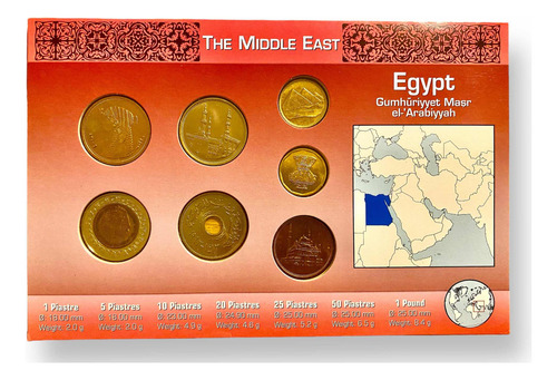 Set De 7 Monedas De Egipto Del Continente Africano (Usado)