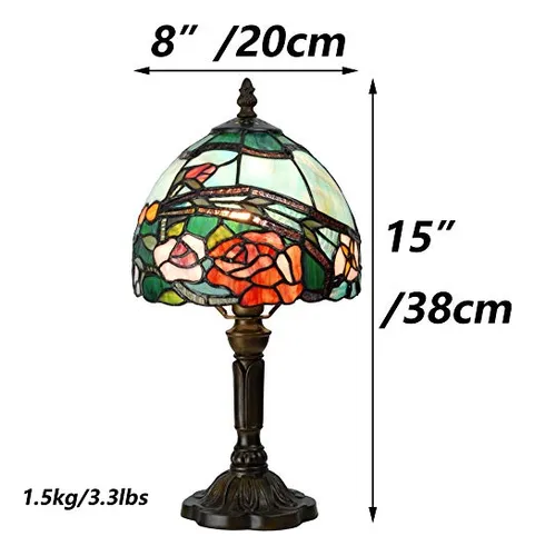Bieye L10736 Lámpara De Mesa Con Vitrales Estilo Tiffany Con