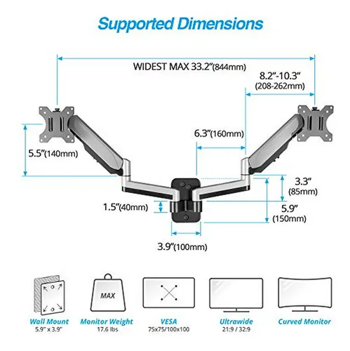Soporte De Pared Para 2 Monitores 13 -32 Avlt Dual Extended
