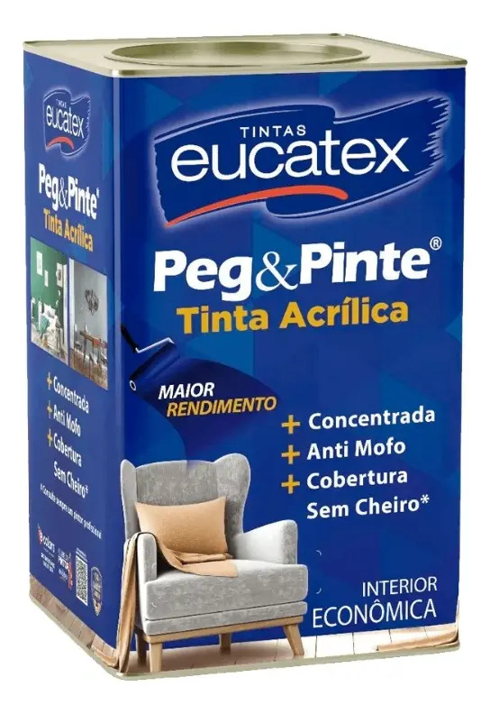 Tinta Peg & Pinte Antimofo Sem Cheiro Cores 1 8 L Eucatex Acabamento Fosco Cor Verde Piscina