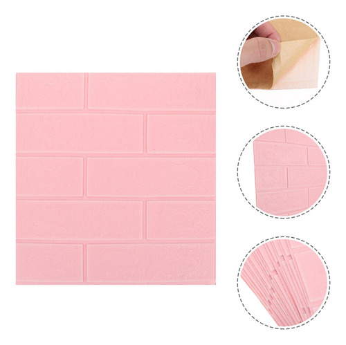 W 10 Pegatinas De Pared De Ladrillo 3d Rosa Impermeable