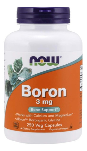 Boron Now Foods Boro 3 Mg 250 Capsulas Bororganic Glycine