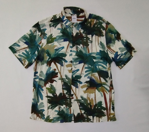 Camisa Zara Usa Xl Relaxed-fit Playa Casual (Usado)