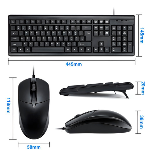 Kit Conjunto Teclado E Mouse Com Fio Usb Wired
