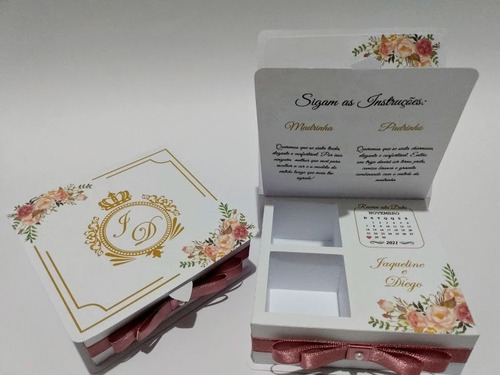 Imagem 4 de 4 de 04 Convite Caixa De Bombom Para Padrinhos Casamento
