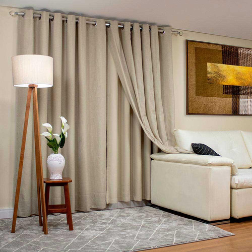 Cortina Decortini Gaze de lino opaco, color beige, 6 x 2,60 m