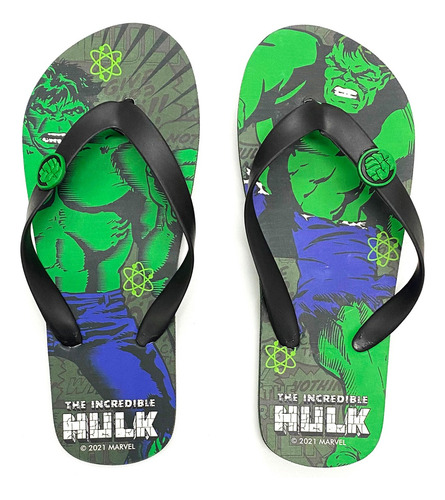 Ojotas Hulk Super Heroes Marvel Tiras Niño Playa Pileta