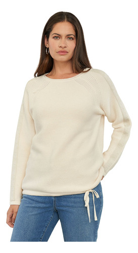 Sweater Mujer Tape Lurex Ecru Corona