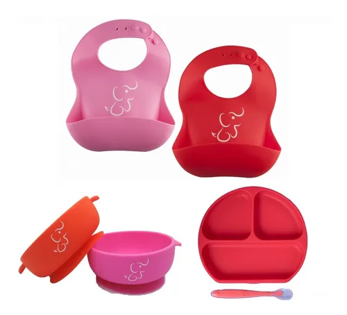 comprar Set De Comida Bebé, 2 Bowls, 1 Plato División Y 2 Baberos