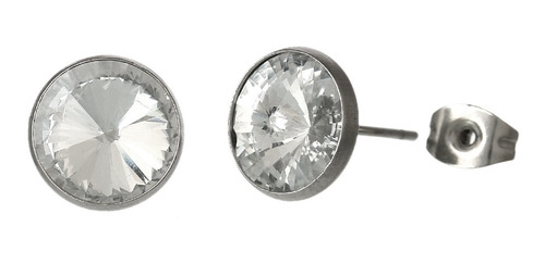 Aretes De Acero Inoxidable Redondos Con Cristal