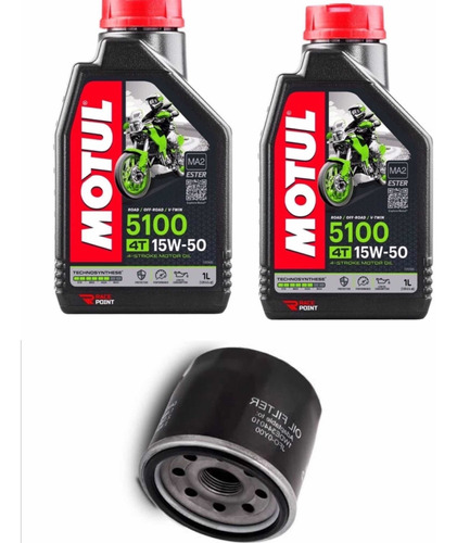 Kit Troca Óleo 2l Motul 15w50 + Filtro  Kawasaki  Vulcan 650