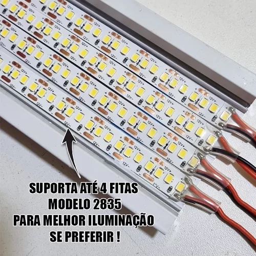 Perfil Led Largo Slim 65mm Embutir 1 Metro +fita Led +fonte