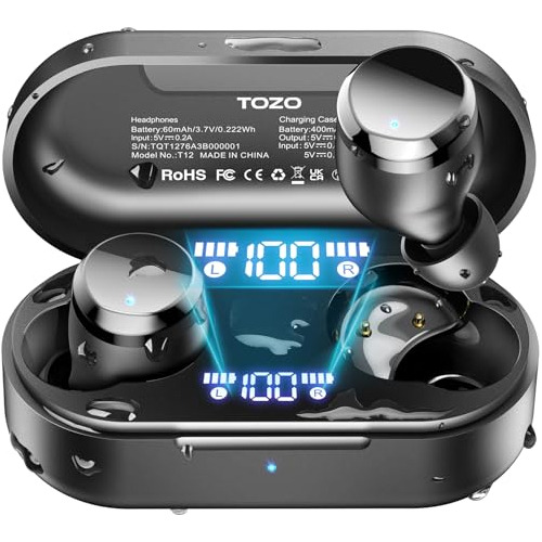 Inalambrico Earbuds Para Tozo T12 Negro