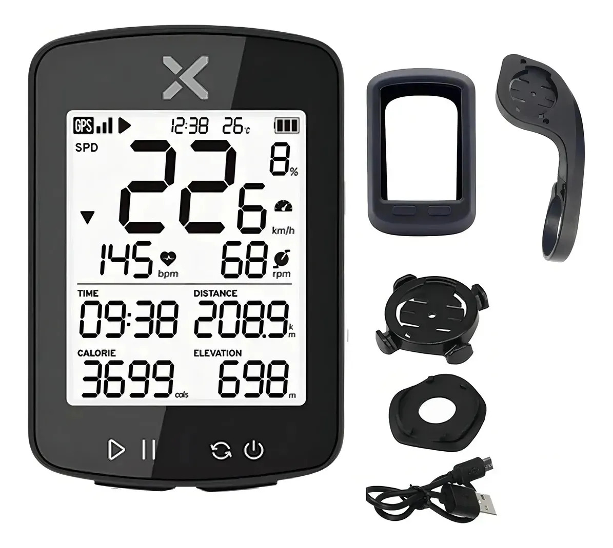 GPS XOSS G2+ Ciclocomputador Bike Bluetooth ANT+ Compatível Strava + Acessórios Incluídos