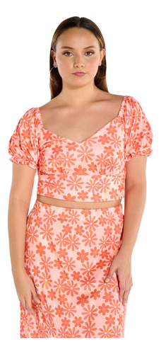 Blusa Dama Naranja Multi Estampada Mundo Terra 159179