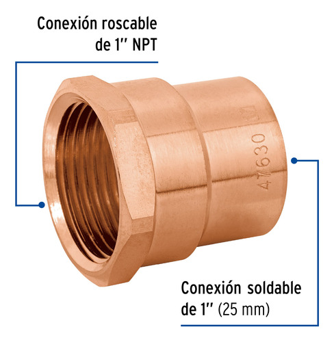 Conector De Cobre De Rosca Interior 1in Foset Basic