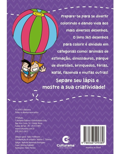 Livro Para Colorir Infantil 365 Desenhos Menino E Menina