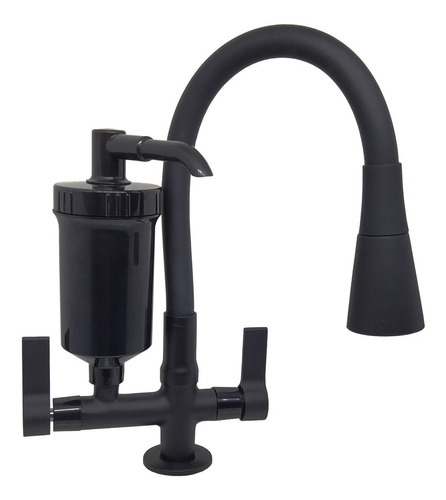 Torneira De Cozinha Gourmet Com Filtro Mesa Preta Flex C70 Cor Preto