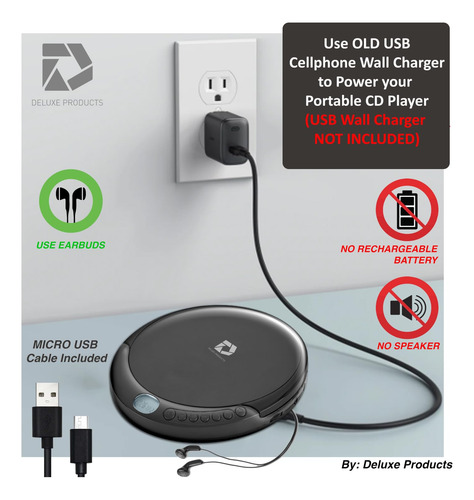 Leitor De Cd Portátil Da Deluxe Products Com Antiderrapante