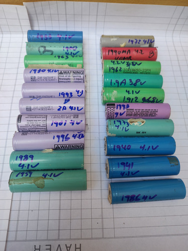 25 Baterias 18650 Amperagem De 1,9 Ah A 2,1 Amperes Testada