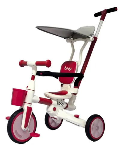 Triciclo Bicicleta Equilíbrio Sem Pedal 4 Em1 Beep Maxi Toys Vermelho