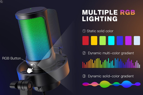 Microfone Fifine Ampligame A8 Rgb Condensador Cardióide