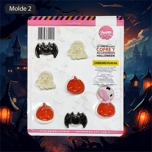Set De 2 Moldes Placas Cofre Y Acces. Halloween Parpen Prya