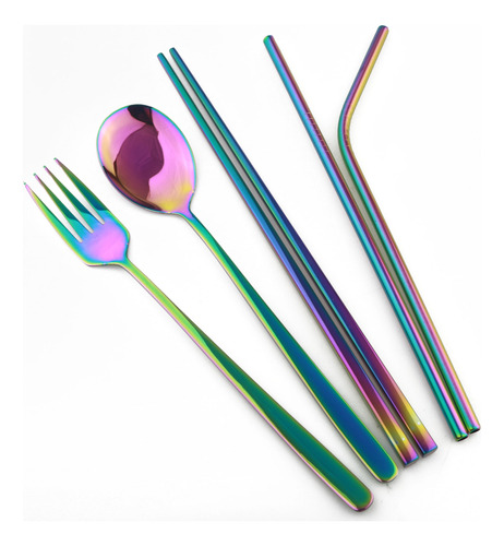 Juego De Vajilla De Viaje Portátil Con Tenedor De Acero Inox