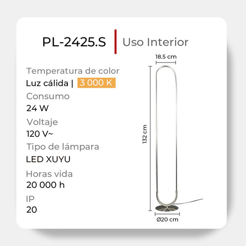 Dekor PL-2425.S lámpara blanca de 1.3m