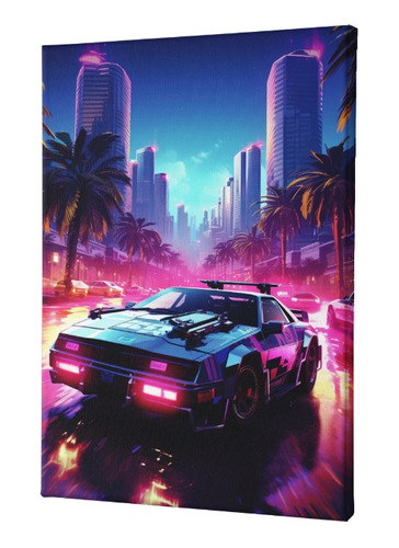 Cuadro Mural Canvas Neon City Ride 80 X 50